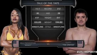 Mixed Nude Wrestling Fight Kelli Provocateur Beating Fluffy Sitting on his Face with Foot Play