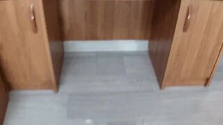 Mature MILF in a Thong Polishes the Floor and Stepson's Cock