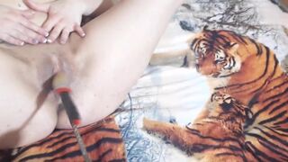 Shanel-david Cleaning Nipples and all Holes with Crazy Brush