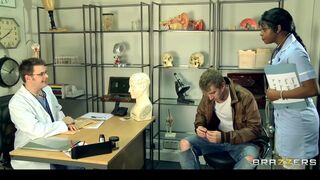 Sexy black nurse sucks & fucks sex addict's big-dick in hospital