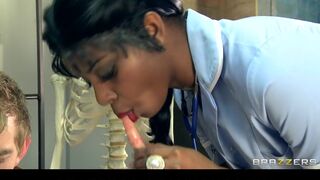 Sexy black nurse sucks & fucks sex addict's big-dick in hospital