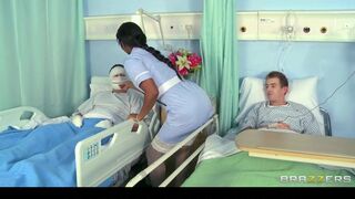 Sexy black nurse sucks & fucks sex addict's big-dick in hospital
