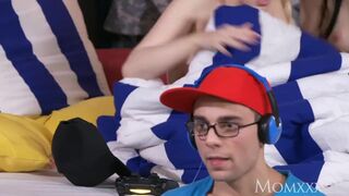 MOM Big natural tits Milf seduces young sons virgin teen gamer girlfriend