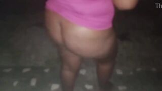 Ebony bbw wife with a big ass showing off in a short dress for her naughty neighbor