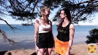 Arianna, a pretty brunette, has her first threesome