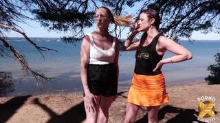 Arianna, a pretty brunette, has her first threesome