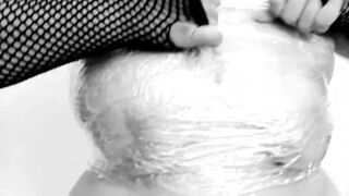 I dance with my big boobs wrapped in plastic wrap. LiaKahn spanish milf amateur curvy hot chubby submissive bitch slut