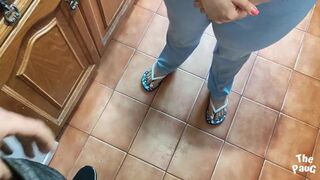 Stepmother and stepson share hot milk with morning cereal