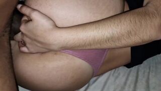 Pumping your large booty latin babe hard groaning at home