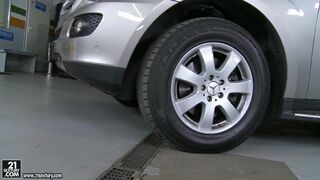 Glamour MILF Aletta Ocean Pussy Pounded on her Mercedes ML500 Luxury SUV by her Mechanic's BBC - 1 image