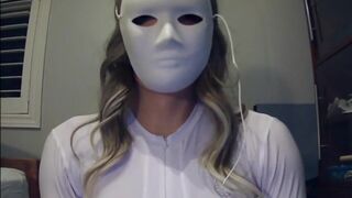 Masked Gal in White Pt1! a Mysterious Masked Hotty with Large Bumpers Feels Herself! - 2 image