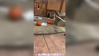 Pumpkin Smashing with Golden-Haired Large Billibongs KENZIE TAYLOR for Halloween Trick or Treat