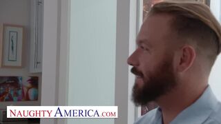 Nasty America - Audrey Bitoni Lets her Spouse's Employee Test Drive her Muff!!