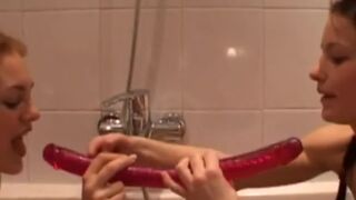 Dutch Lesbians Using Pink Dildos