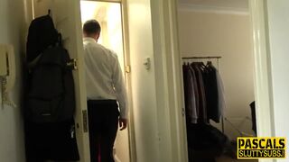 Tied up sub throat fucked