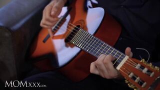 MOMxxx Guitar Tutor gives Housewife Jennifer Mendez Hot Fuck and Big Facial