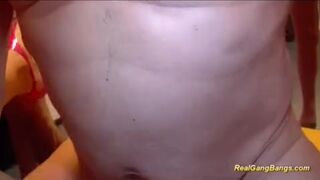busty german in real gangbang orgy