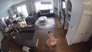 Caught Blonde Maid on Nest Cam Playing