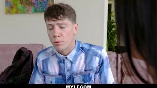 MILF - Huge Tits Cougar Seduces A Young Stud's Big Dick