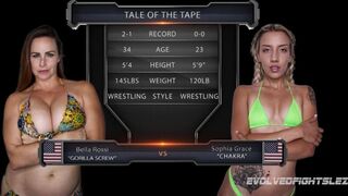 Big boobed Bella Rossi lesbian sex wrestling with Sophia Grace
