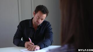 Tough Negotiator MILF Magically Calms Worker