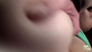 This Bitch Gave Some Dudes Blowjobs so They Could Cum on Her Great Big Tits