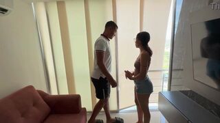 I invite my new neighbor to my apartment to fuck very hard until I fill her tight, delicious pussy with lots of milk.