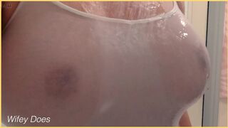 Wifey has amazing tits for wet shirt braless