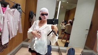 Hot amateur wife tries on clothes in dressing room. Sexy latina hairy pussy, big tits, big ass, big nipples. - 11 image