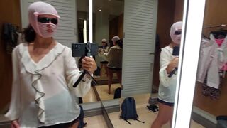 Hot amateur wife tries on clothes in dressing room. Sexy latina hairy pussy, big tits, big ass, big nipples. - 13 image