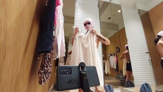 Hot amateur wife tries on clothes in dressing room. Sexy latina hairy pussy, big tits, big ass, big nipples. - 15 image