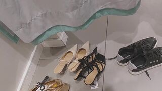 Sexy brunette tries on clothes in fitting room. I'm looking at a hairy mom, hairy pussy, big tits, big ass.