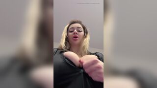 Big natural tits bursting out elastic leather - 12 image