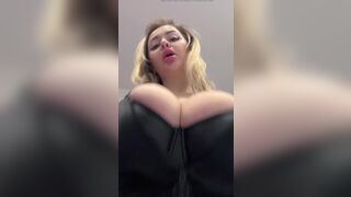 Big natural tits bursting out elastic leather - 14 image