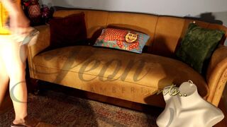 Ultimate tease of Big Tits Hot Blonde who wants to take big cock cum on her body but with masturbating only - 1 image