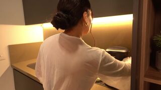 Masked thief breaks into the house of the incredible Mariana Martix and she offers him her big tits as a gift.