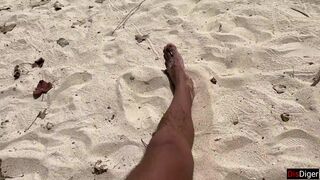 Public Pickup Stepmom and Stepdaughter on Beach - Risky Dick Flashing Cum on Face