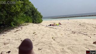 Public Pickup Stepmom and Stepdaughter on Beach - Risky Dick Flashing Cum on Face