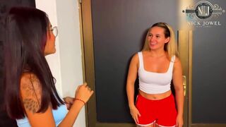 He took his cock out of stepmom's pussy and cum in girlfriend's mouth!