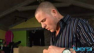 Breasty honey rides a large plump cock