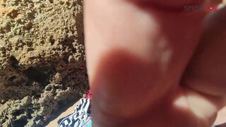 Blowjob with cumshot on a crowded beach... - 2 image