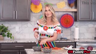 Horny and stepdaughter fucks her stepdad but MILF sucked big hard cock