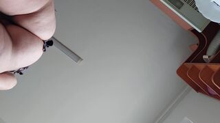 Sexy amateur wife prepares breakfast naked in the kitchen.