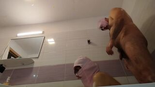 Amateur couple takes a bath, wife with hairy pussy, big ass, big tits. - 6 image