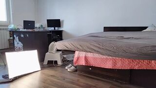 Sexy Latina Having Fun Trying on Clothes and Cutting Them.