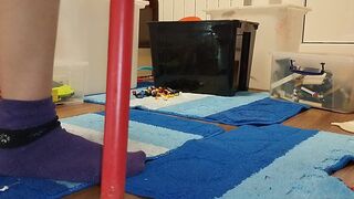 Sexy mom cleans the house naked.