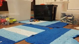 Sexy mom cleans the house naked.