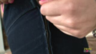 Watch Nina, the busty MILF, tease and jerk off on the couch with her huge tits bouncing