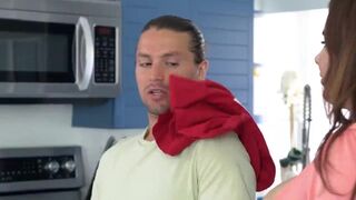 Stepmom Natasha Nice seduces stepson with her massive knockers & takes his load