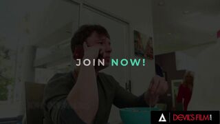 Victoria Lobov takes her stepson's hard cock like a pro, deepthroating and fingering her wet pussy to ecstasy